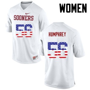Women Creed Humphrey White Oklahoma College Football USA Flag Fashion #56 Jersey 768588-490