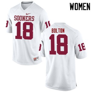 Women Curtis Bolton White Oklahoma Sooners College Football #18 Jersey 850154-502