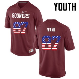 Youth D.J. Ward Crimson Oklahoma College Football USA Flag Fashion #87 Jersey 493154-359