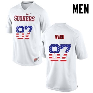 Men D.J. Ward White Oklahoma College Football USA Flag Fashion #87 Jersey 676396-512