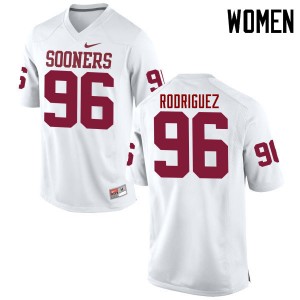 Women Dalton Rodriguez White Sooners College Football #96 Jersey 748354-484