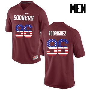 Men Dalton Rodriguez Crimson OU Sooners College Football USA Flag Fashion #96 Jersey 566101-905
