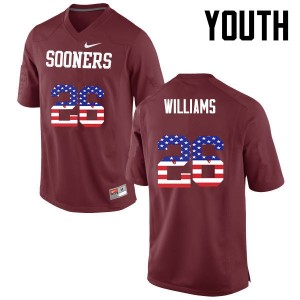 Youth Damien Williams Crimson Oklahoma Sooners College Football USA Flag Fashion #26 Jersey 794083-683