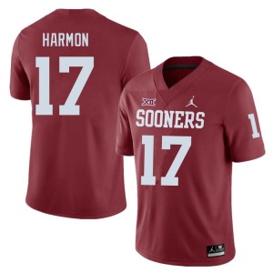 Men Damond Harmon Crimson Oklahoma College Football #17 Jersey 258753-181