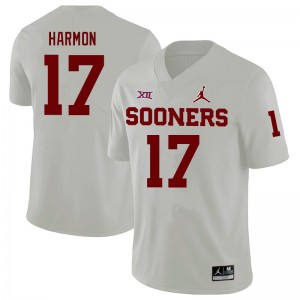 Men Damond Harmon White Oklahoma College Football #17 Jersey 805431-293