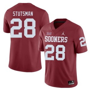 Men Danny Stutsman Crimson Oklahoma College Football #28 Jersey 125967-267