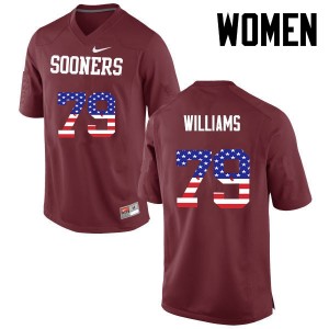 Women Daryl Williams Crimson Sooners College Football USA Flag Fashion #79 Jersey 234607-664
