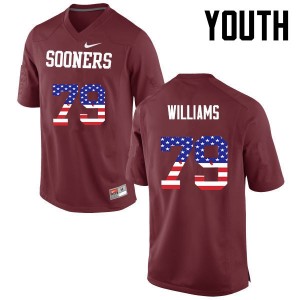 Youth Daryl Williams Crimson Oklahoma Sooners College Football USA Flag Fashion #79 Jersey 268606-456