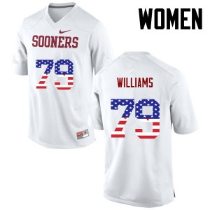 Women Daryl Williams White Sooners College Football USA Flag Fashion #79 Jersey 980502-151