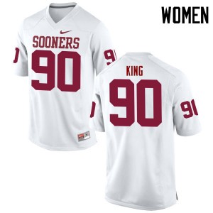 Women David King White Sooners College Football #90 Jersey 719647-156