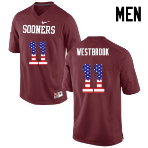 Men Dede Westbrook Crimson OU Sooners College Football USA Flag Fashion #11 Jersey 832264-286