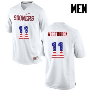 Men Dede Westbrook White Sooners College Football USA Flag Fashion #11 Jersey 237211-426