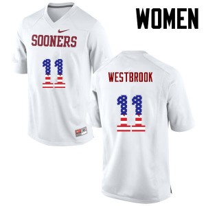 Women Dede Westbrook White Oklahoma Sooners College Football USA Flag Fashion #11 Jersey 480020-725