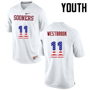 Youth Dede Westbrook White OU Sooners College Football USA Flag Fashion #11 Jersey 119450-818