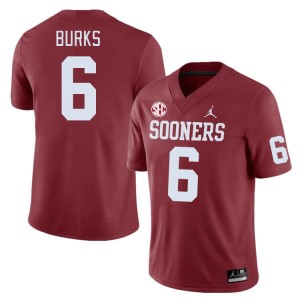 Men Deion Burks Crimson Oklahoma Sooners 2024 SEC Conference #6 Jersey 859831-908