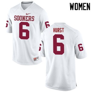 Women Demontre Hurst White Oklahoma College Football #6 Jersey 743458-326
