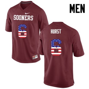 Men Demontre Hurst Crimson Sooners College Football USA Flag Fashion #6 Jersey 889607-168