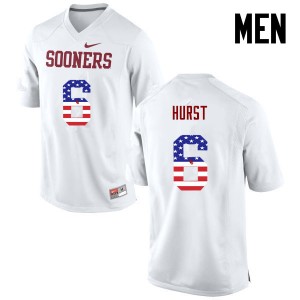 Men Demontre Hurst White Oklahoma College Football USA Flag Fashion #6 Jersey 536606-557
