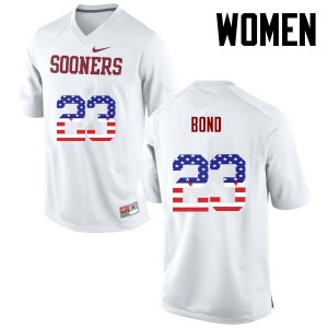 Women Devante Bond White Sooners College Football USA Flag Fashion #23 Jersey 119133-397