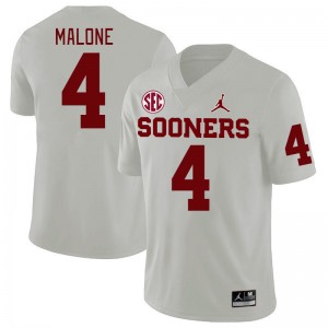 Men Dez Malone White Oklahoma Sooners 2024 SEC Conference College Football #4 Jersey 112748-664