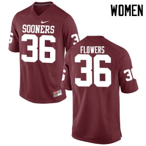 Women Dimitri Flowers Crimson Sooners College Football #36 Jersey 400964-901
