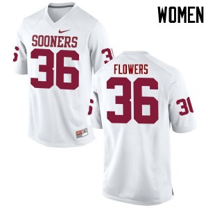 Women Dimitri Flowers White OU Sooners College Football #36 Jersey 644305-655