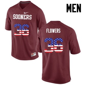 Men Dimitri Flowers Crimson Oklahoma Sooners College Football USA Flag Fashion #36 Jersey 513971-610