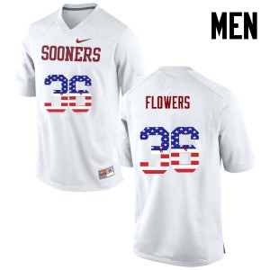 Men Dimitri Flowers White Oklahoma Sooners College Football USA Flag Fashion #36 Jersey 642270-635