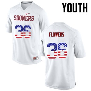 Youth Dimitri Flowers White Oklahoma Sooners College Football USA Flag Fashion #36 Jersey 336589-450