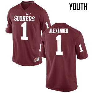 Youth Dominique Alexander Crimson Oklahoma College Football #1 Jersey 733778-158