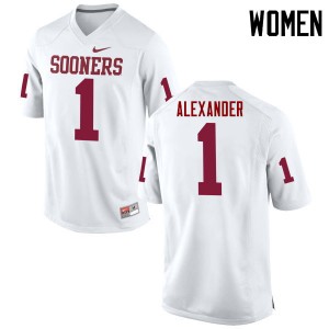 Women Dominique Alexander White OU Sooners College Football #1 Jersey 195853-426