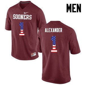 Men Dominique Alexander Crimson Oklahoma Sooners College Football USA Flag Fashion #1 Jersey 783617-471