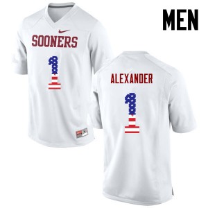 Men Dominique Alexander White OU College Football USA Flag Fashion #1 Jersey 312535-401
