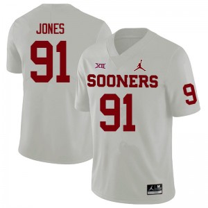 Men Dominique Jones White OU Sooners College Football #91 Jersey 543911-736