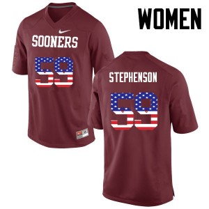 Women Donald Stephenson Crimson OU Sooners College Football USA Flag Fashion #59 Jersey 138202-983