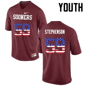 Youth Donald Stephenson Crimson Oklahoma College Football USA Flag Fashion #59 Jersey 710223-892