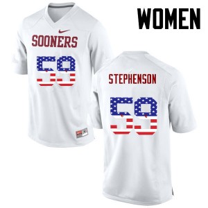 Women Donald Stephenson White OU College Football USA Flag Fashion #59 Jersey 482131-927
