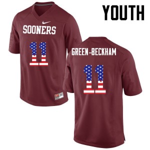 Youth Dorial Green-Beckham Crimson Oklahoma Sooners College Football USA Flag Fashion #11 Jersey 358411-533