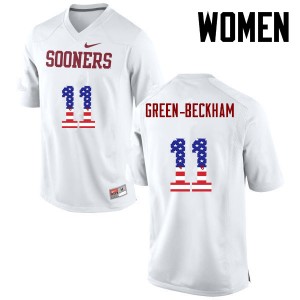 Women Dorial Green-Beckham White Oklahoma Sooners College Football USA Flag Fashion #11 Jersey 748469-403