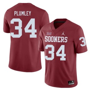 Men Dorian Plumley Crimson Oklahoma Sooners College Football #34 Jersey 221876-258