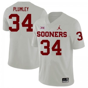 Men Dorian Plumley White Sooners College Football #34 Jersey 758527-972