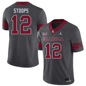 Men Drake Stoops Charcoal OU Sooners College Football #12 Jersey 190265-388