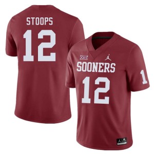 Men Drake Stoops Crimson Sooners College Football #12 Jersey 317581-693