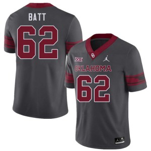 Men Drew Batt Charcoal OU Sooners College Football #62 Jersey 406126-123