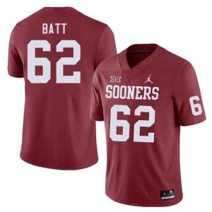 Men Drew Batt Crimson Oklahoma College Football #62 Jersey 641884-890