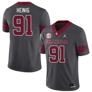 Men Drew Heinig Charcoal Oklahoma Sooners 2024 SEC Conference #91 Jersey 586458-390