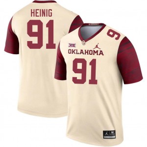 Men Drew Heinig Cream Oklahoma Sooners College Football #91 Jersey 442232-815