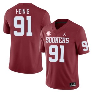 Men Drew Heinig Crimson Oklahoma Sooners 2024 SEC Conference #91 Jersey 139873-522