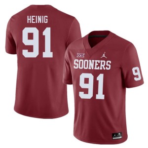 Men Drew Heinig Crimson Sooners College Football #91 Jersey 731748-726