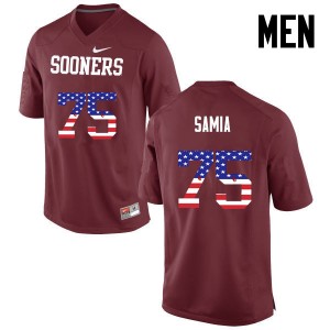 Men Dru Samia Crimson Oklahoma College Football USA Flag Fashion #75 Jersey 733987-554